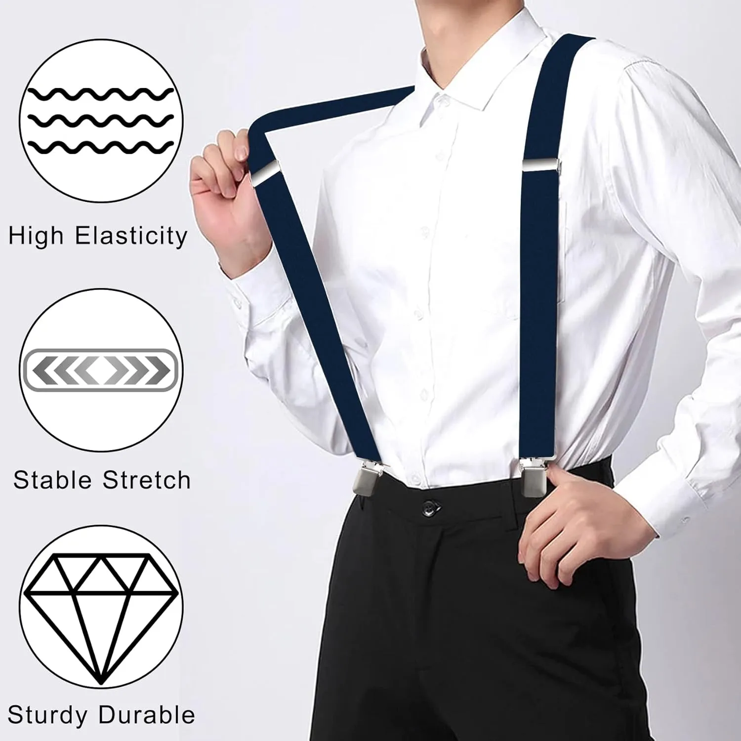 Suspenders for Men with Heavy Duty Clip, 2" Wide Men's Suspenders for Work X-Back Suspenders Ideal for Seniors