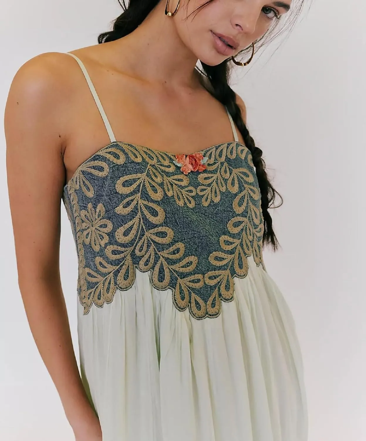 Women Bohemian Spaghetti Strap Beach Long Dress Sleeveless Graphic Flowy Maxi Dress Y2K Floral Tiered Holiday Sundress