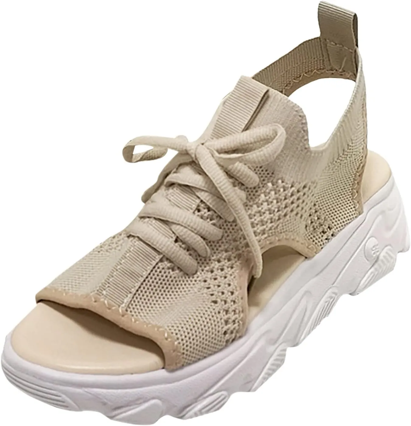 Women Orthopedic Walking Sandals Open Toe Summer Platform Sandal Lace Up Slingback Comfortable Shoes with Memory Foam