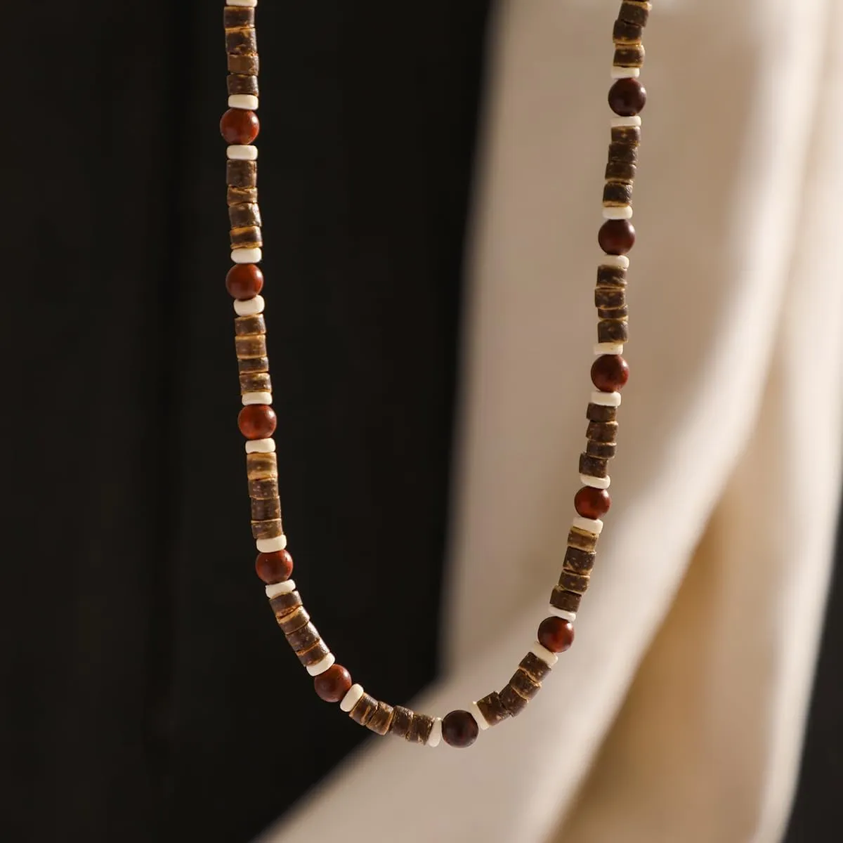 Woods & Turquoise Men's Boho Puka Shell Waterproof Beaded Necklaces for Summer & Surfer Beach Styles